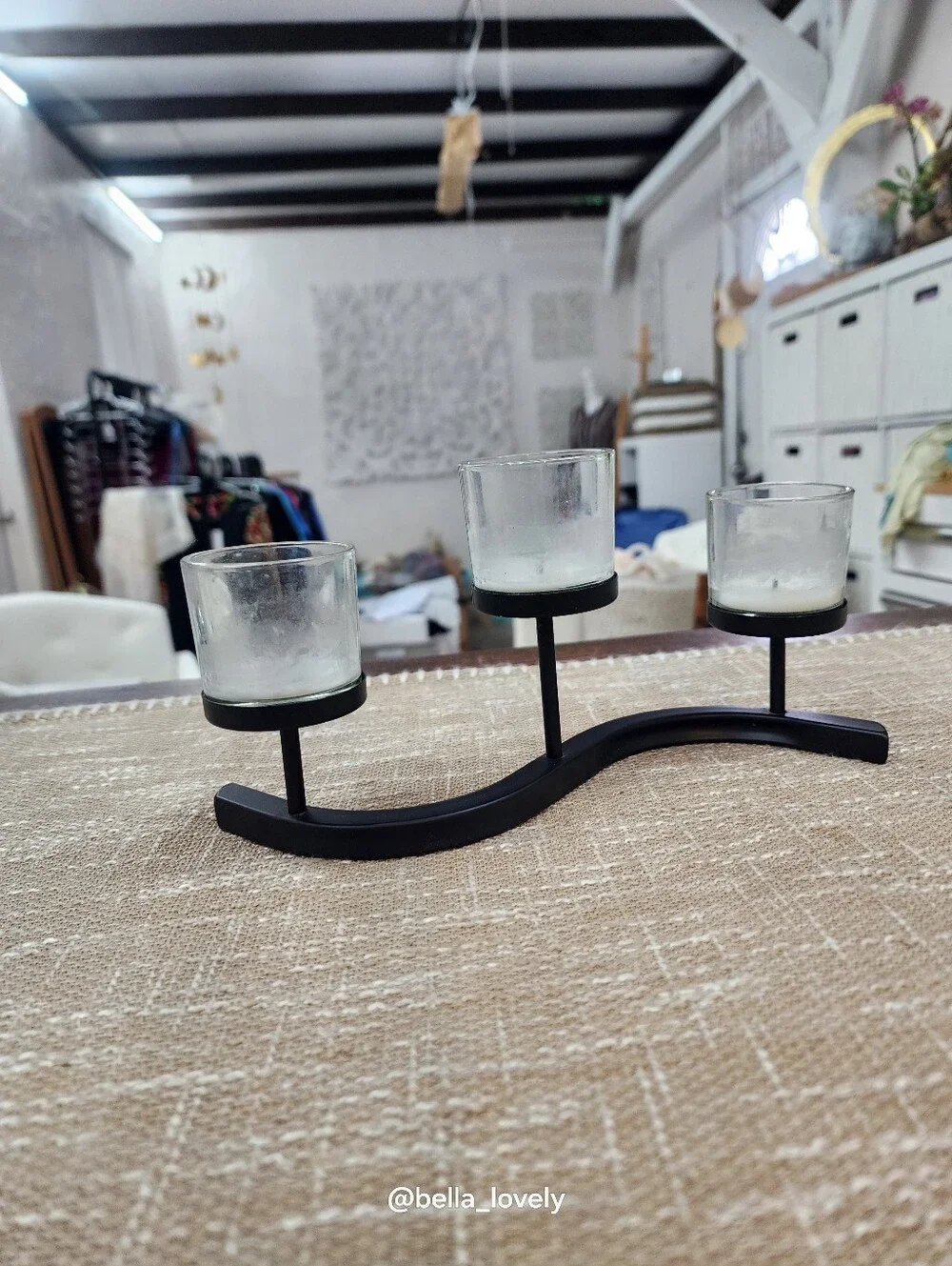Black Metal Triple Votive Candle Holder